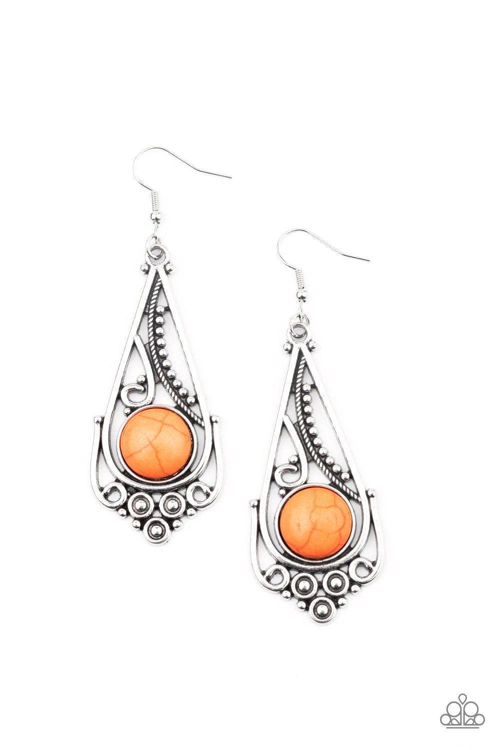 Canyon Climate Orange Stone Earrings - Paparazzi Accessories- lightbox - CarasShop.com - $5 Jewelry by Cara Jewels