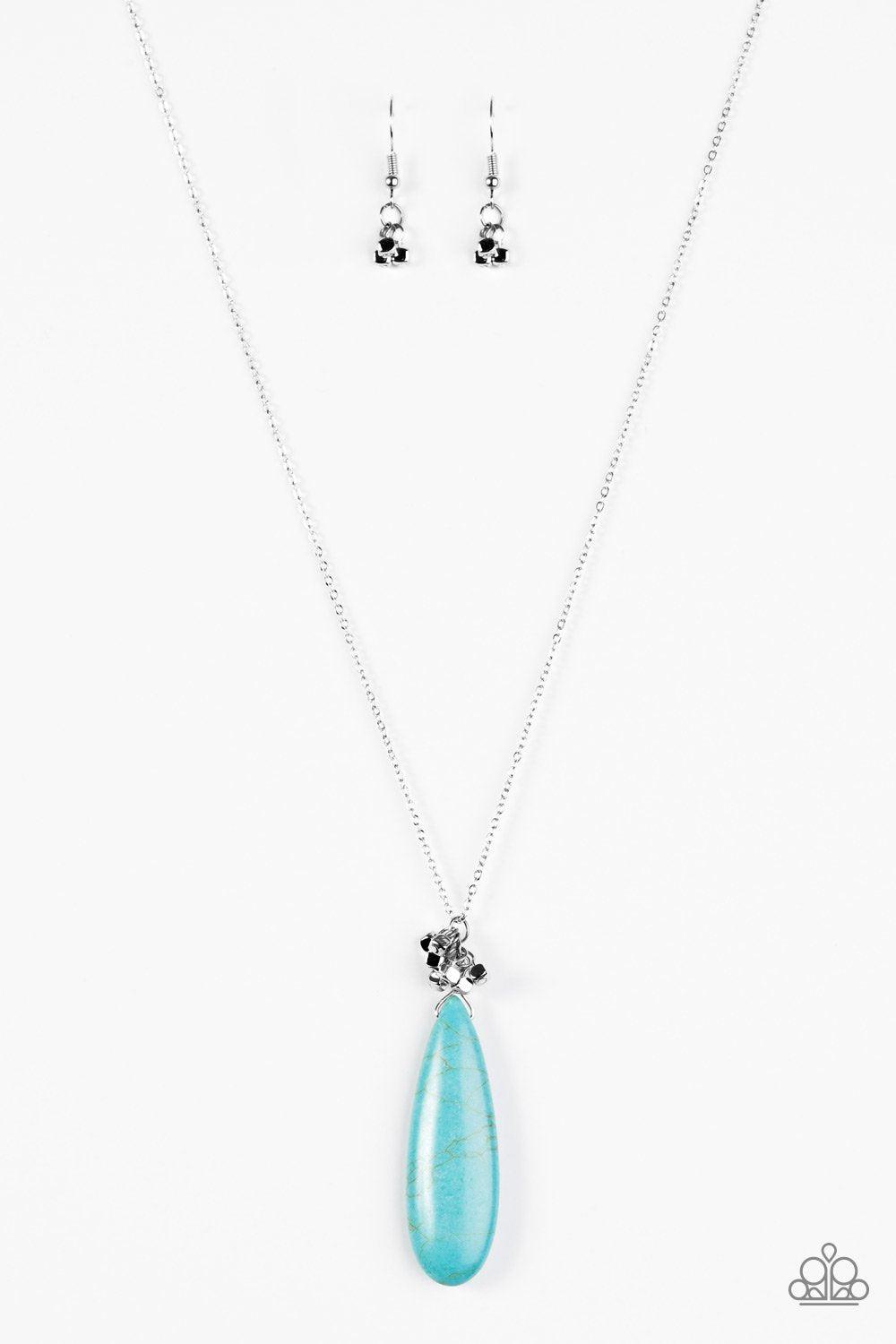 Canyon Craze Turquoise Blue Teardrop Necklace - Paparazzi Accessories-CarasShop.com - $5 Jewelry by Cara Jewels
