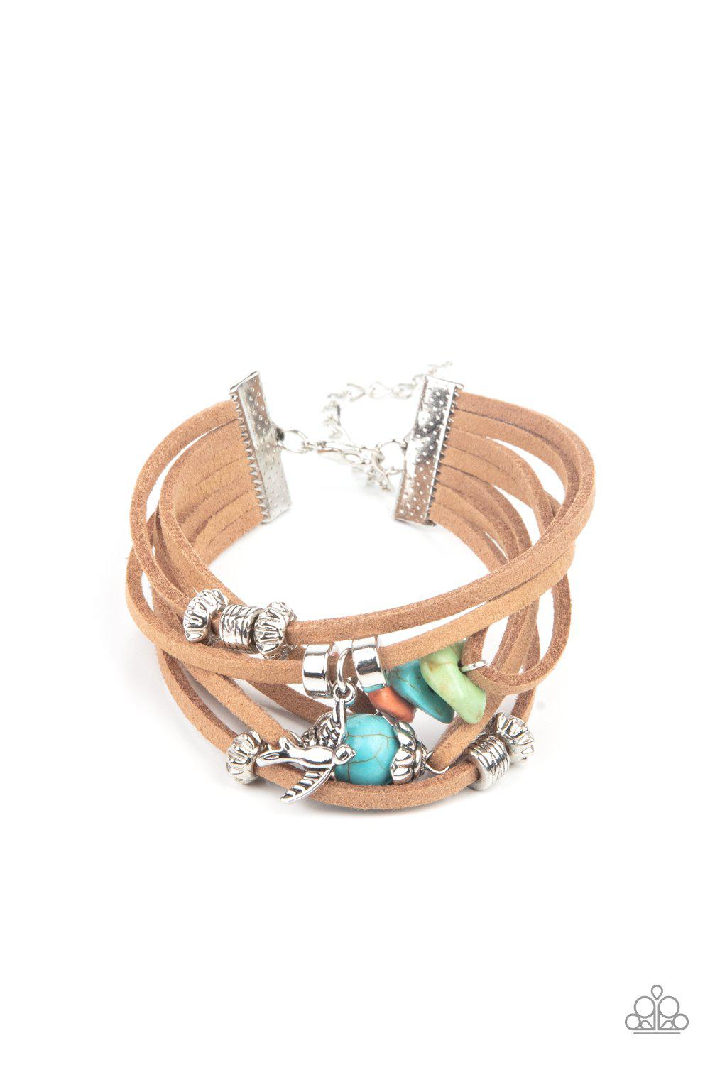 Canyon Flight Multi Stone and Suede Bracelet - Paparazzi Accessories- lightbox - CarasShop.com - $5 Jewelry by Cara Jewels