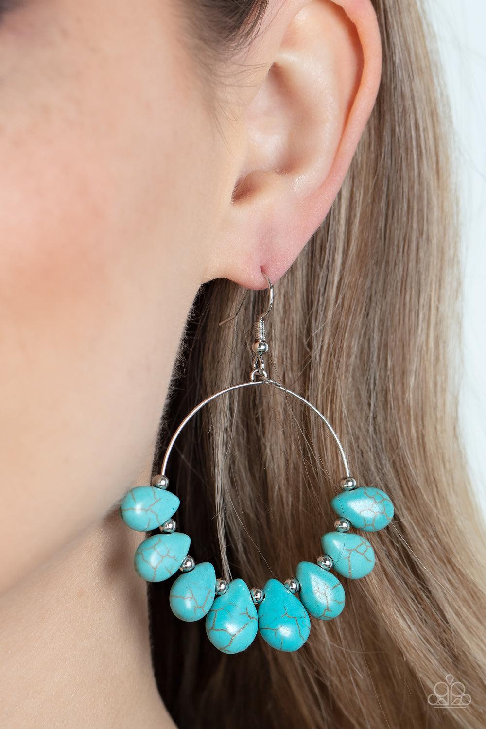 Canyon Quarry Turquoise Blue Stone Earrings - Paparazzi Accessories-on model - CarasShop.com - $5 Jewelry by Cara Jewels