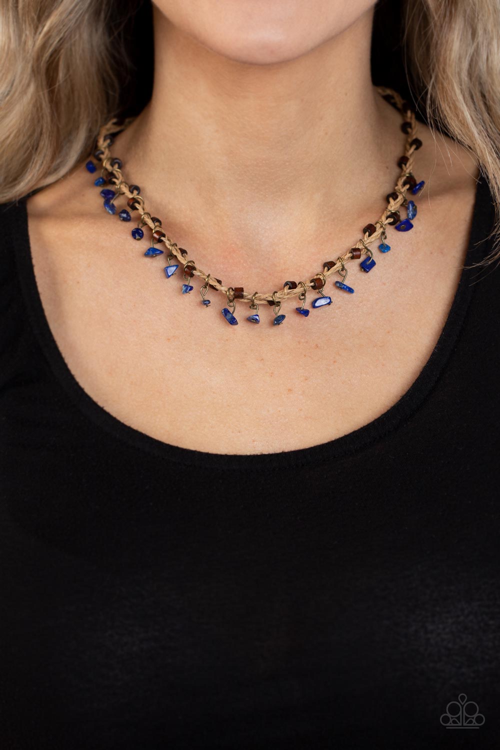 Canyon Voyage Blue Lapis Stone Urban Necklace - Paparazzi Accessories-on model - CarasShop.com - $5 Jewelry by Cara Jewels