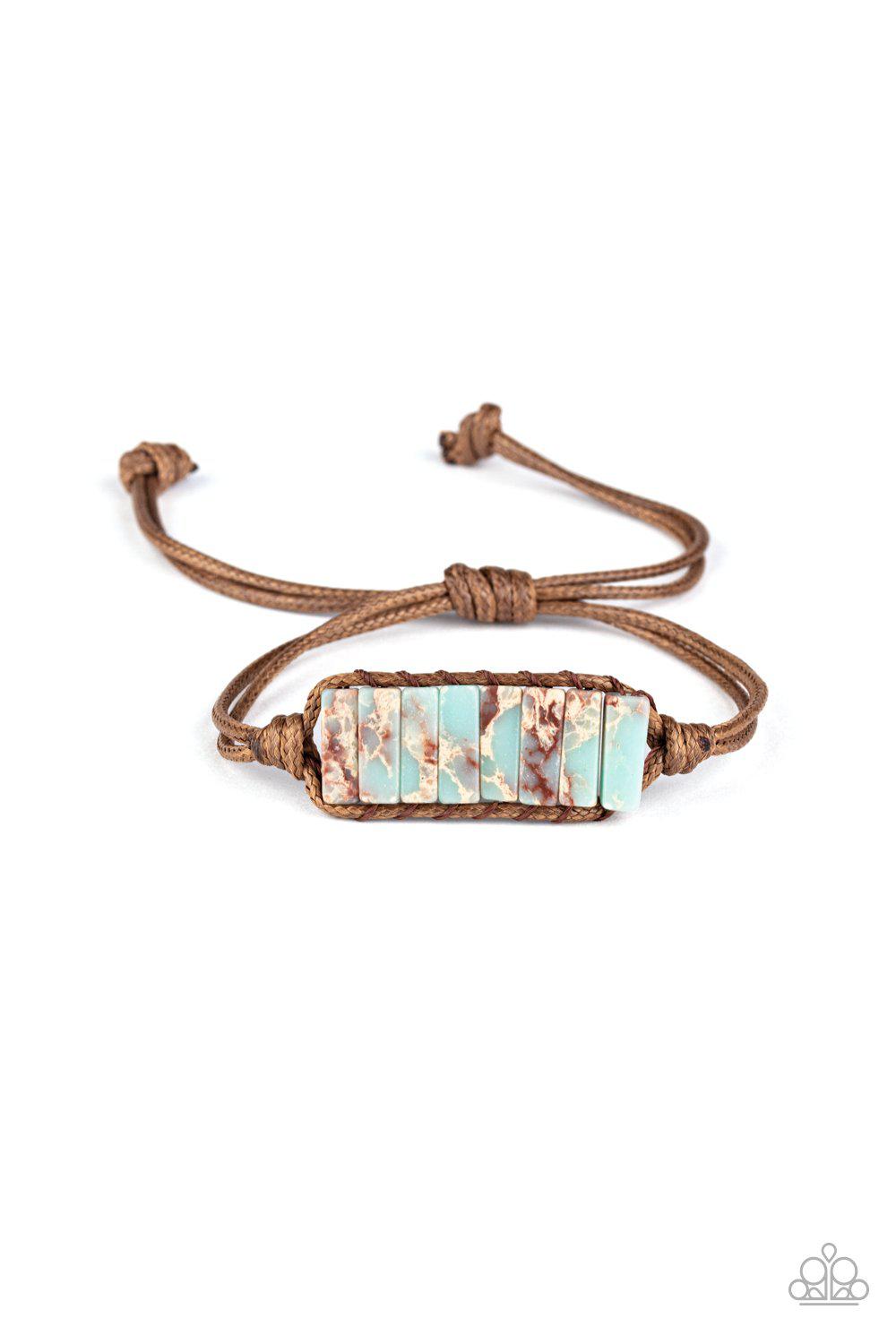 Canyon Warrior Blue Stone Urban Knot Bracelet - Paparazzi Accessories - lightbox -CarasShop.com - $5 Jewelry by Cara Jewels
