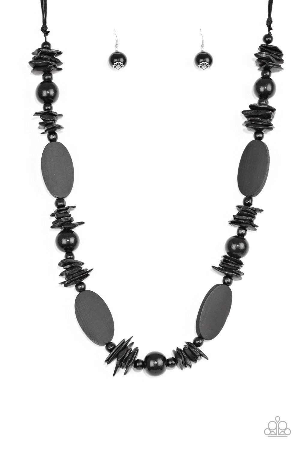 Carefree Cococay Black Wood Necklace - Paparazzi Accessories-CarasShop.com - $5 Jewelry by Cara Jewels