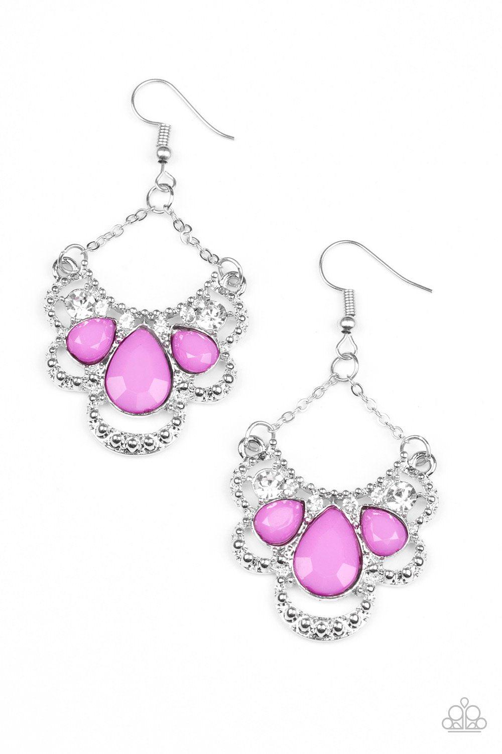 Caribbean Royalty Purple Earrings - Paparazzi Accessories-CarasShop.com - $5 Jewelry by Cara Jewels