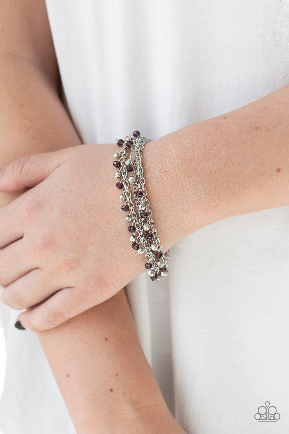 Cash Confidence Purple Bracelet - Paparazzi Accessories-on model - CarasShop.com - $5 Jewelry by Cara Jewels
