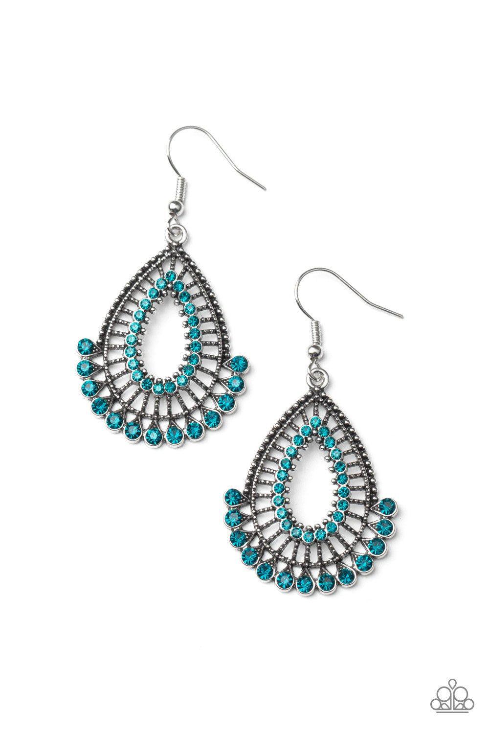 Castle Collection Blue Rhinestone Earrings - Paparazzi Accessories - lightbox -CarasShop.com - $5 Jewelry by Cara Jewels