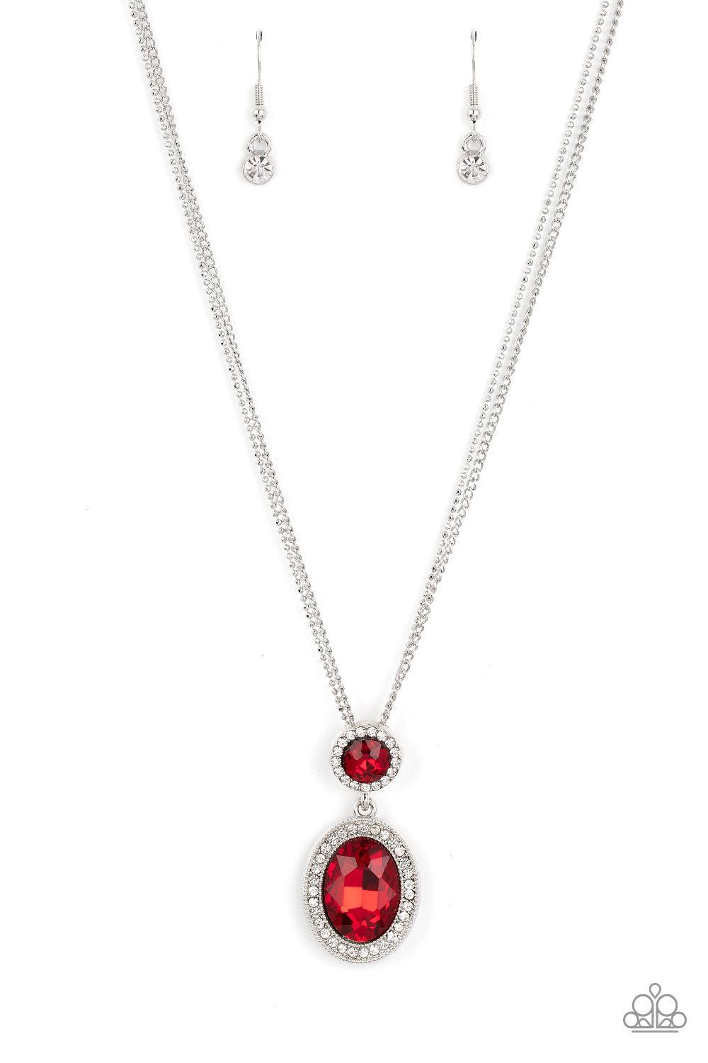 Castle Diamonds Red Rhinestone Necklace - Paparazzi Accessories- lightbox - CarasShop.com - $5 Jewelry by Cara Jewels