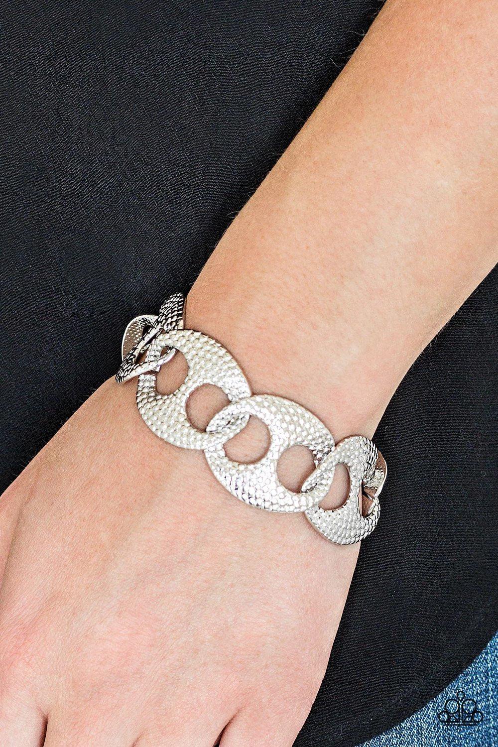 Casual Connoisseur Silver Bracelet - Paparazzi Accessories- on model - CarasShop.com - $5 Jewelry by Cara Jewels