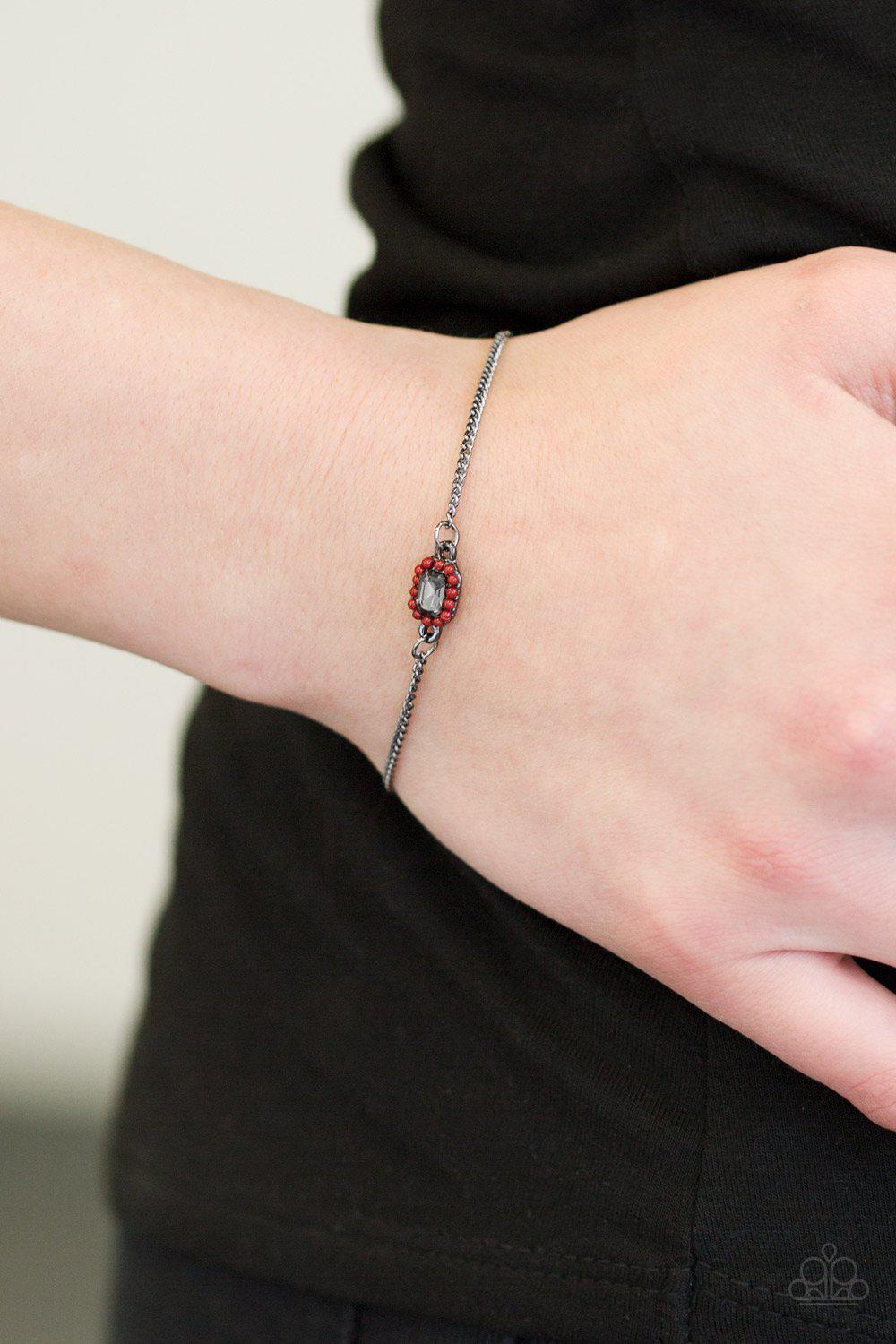 Casual Dress Red Bracelet - Paparazzi Accessories-CarasShop.com - $5 Jewelry by Cara Jewels