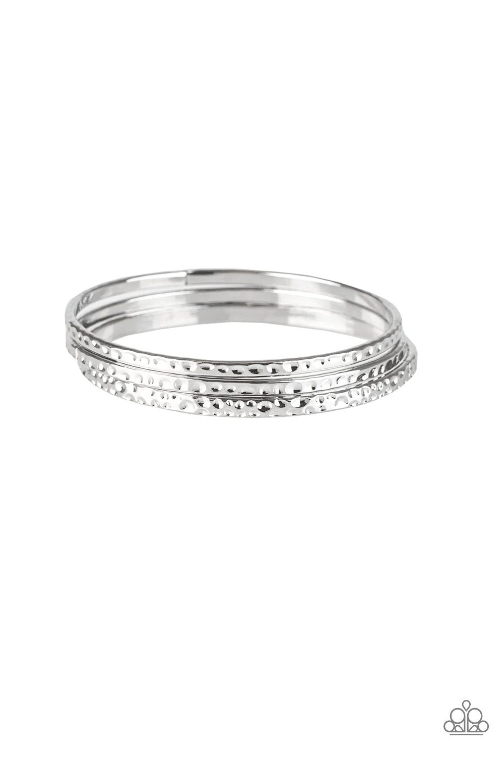 Casually Couture Silver Bangle Bracelet - Paparazzi Accessories- lightbox - CarasShop.com - $5 Jewelry by Cara Jewels