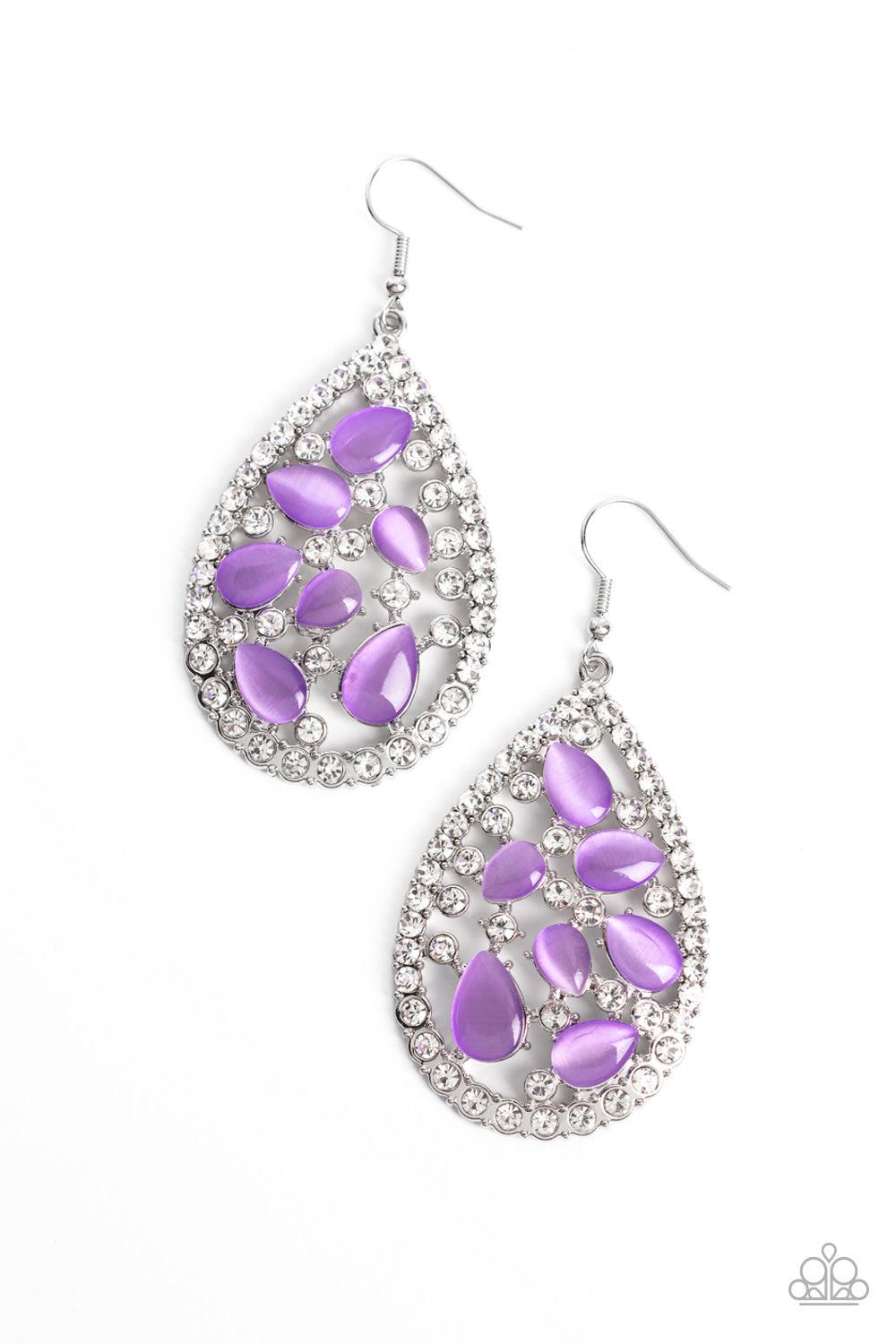 Cats Eye Class Purple Earrings - Paparazzi Accessories- lightbox - CarasShop.com - $5 Jewelry by Cara Jewels