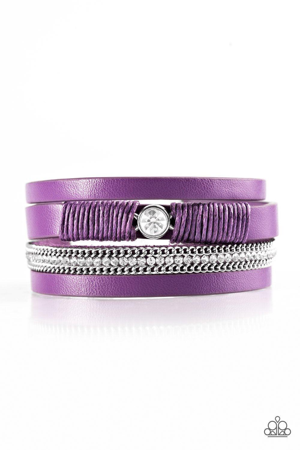 Catwalk Craze Purple Leather Urban Bracelet - Paparazzi Accessories-CarasShop.com - $5 Jewelry by Cara Jewels