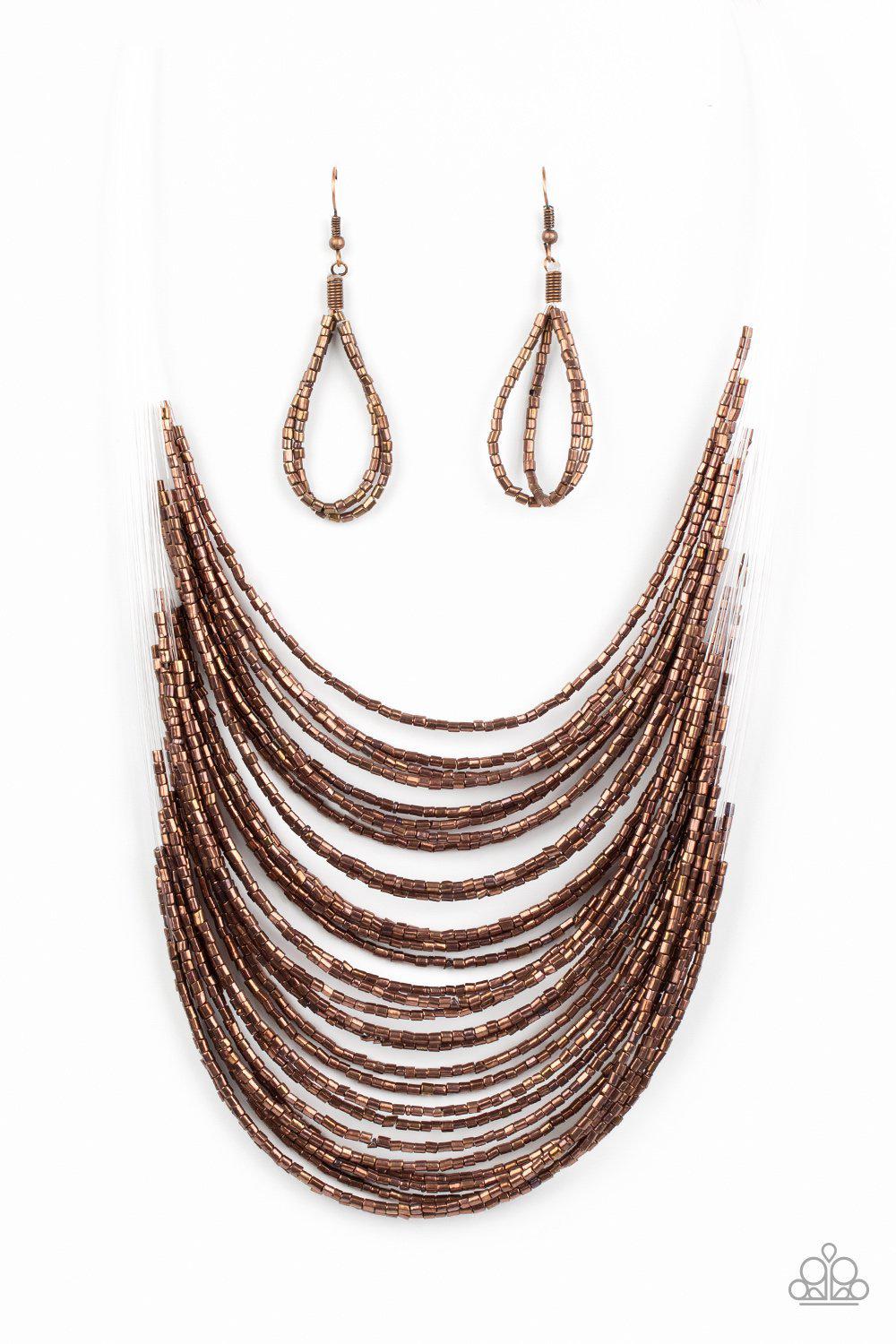 Catwalk Queen Copper Seed Bead Necklace - Paparazzi Accessories-CarasShop.com - $5 Jewelry by Cara Jewels