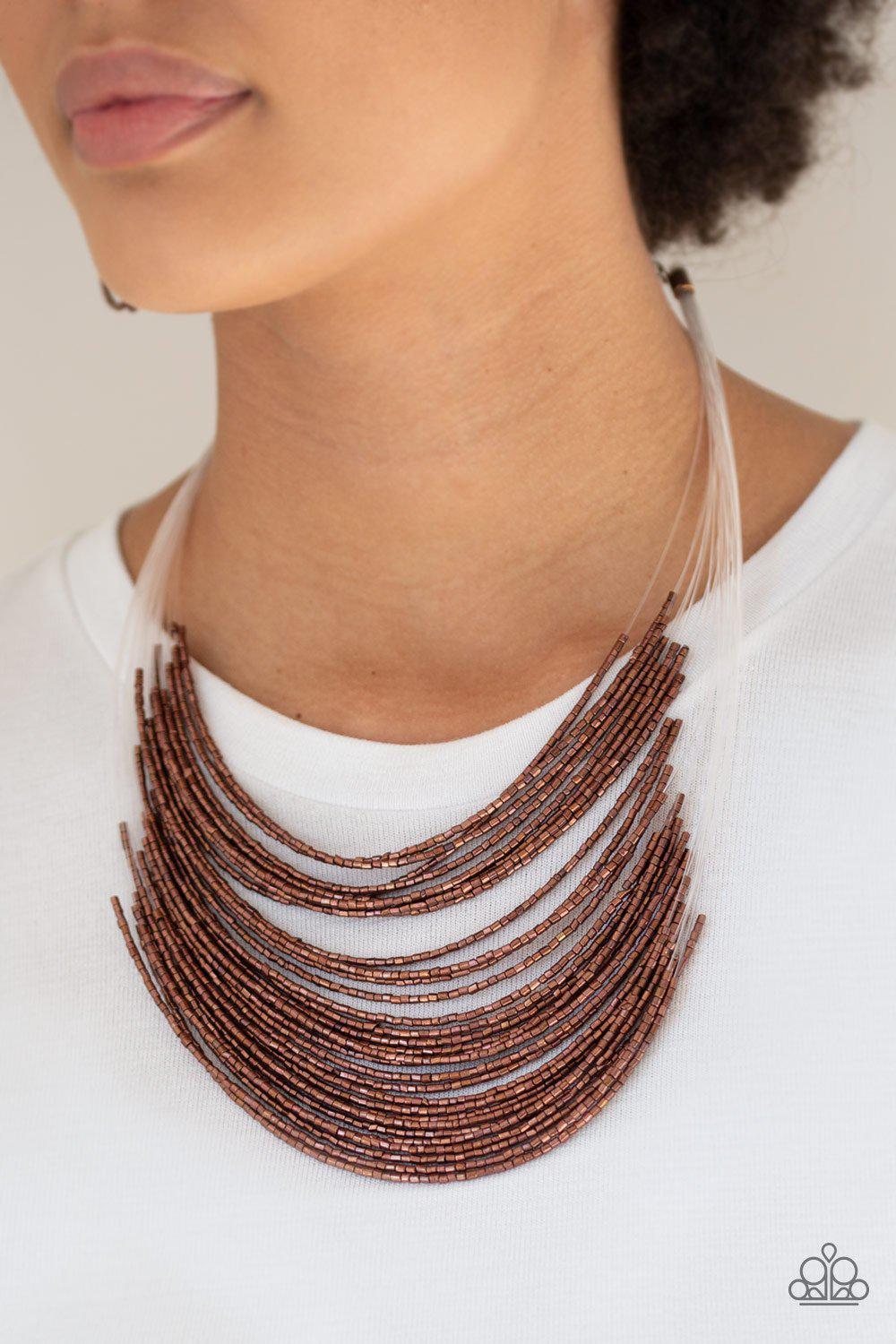 Catwalk Queen Copper Seed Bead Necklace - Paparazzi Accessories-CarasShop.com - $5 Jewelry by Cara Jewels