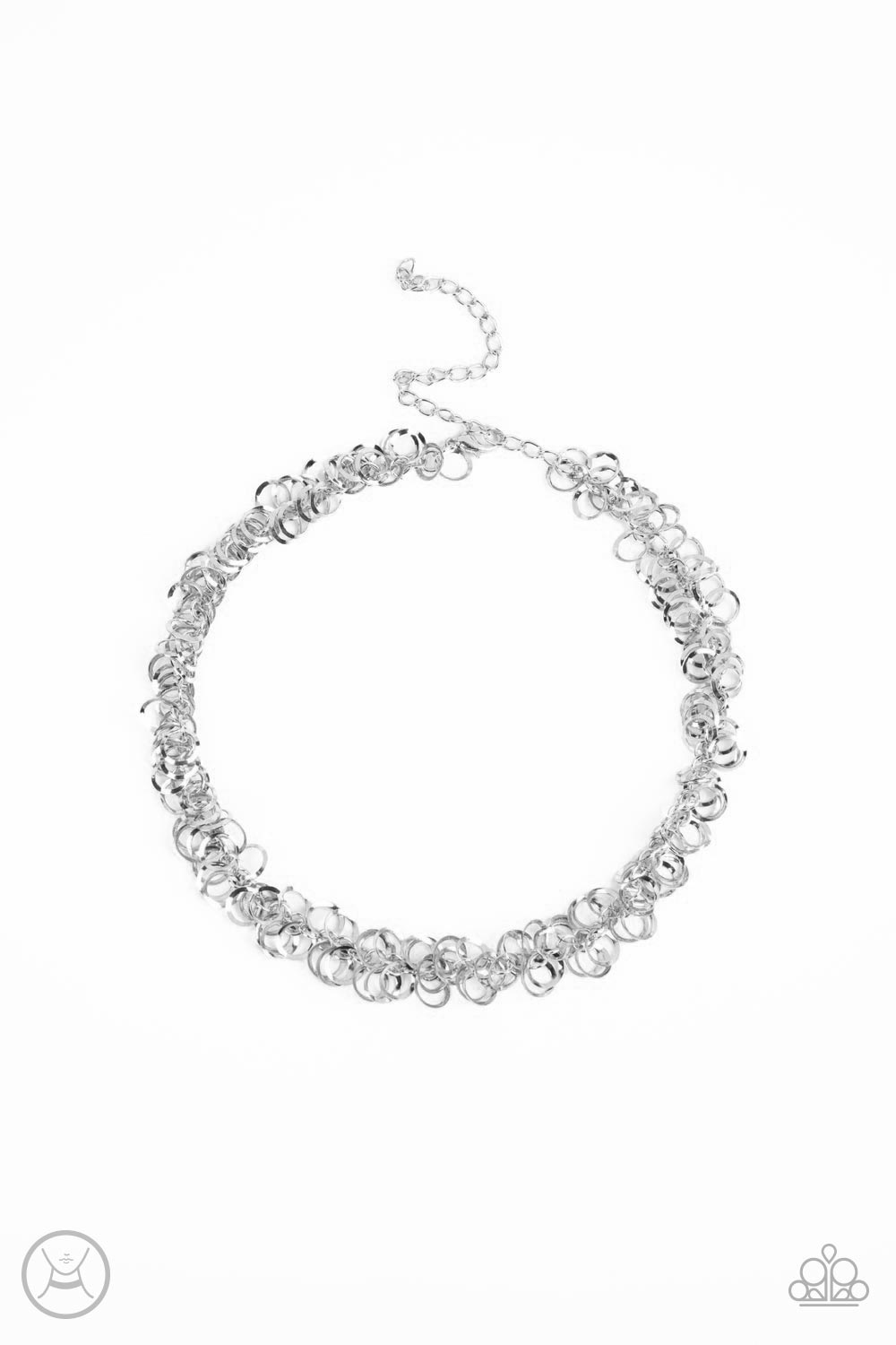 Cause a Commotion Silver Choker Necklace - Paparazzi Accessories- lightbox - CarasShop.com - $5 Jewelry by Cara Jewels
