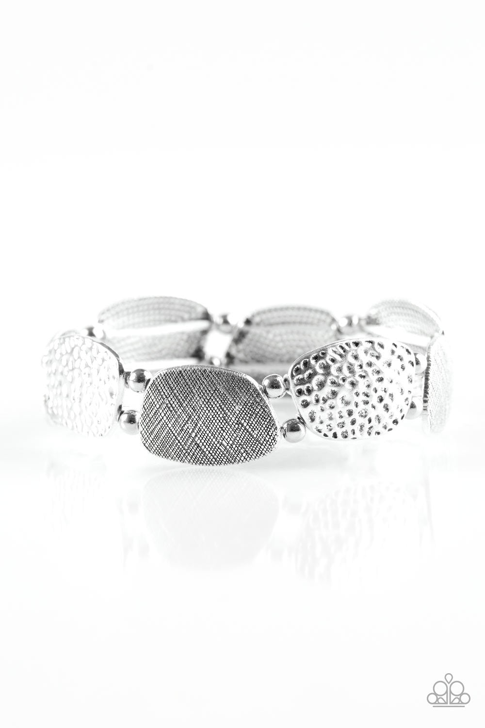 Cave Chic Silver Stretch Bracelet - Paparazzi Accessories-CarasShop.com - $5 Jewelry by Cara Jewels