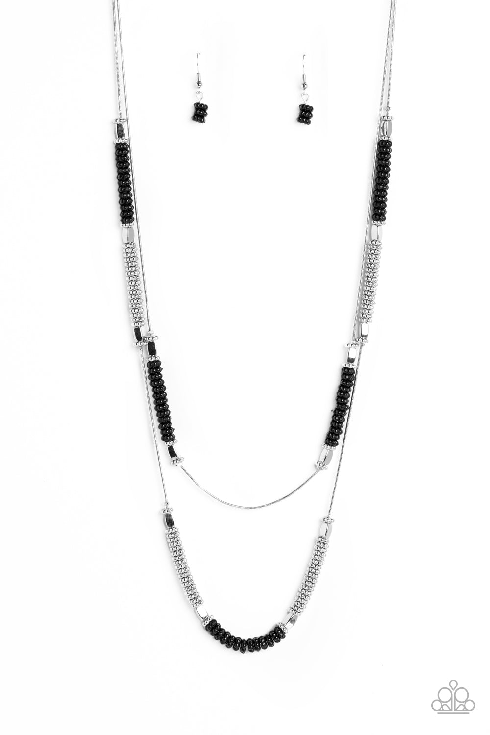 Caviar Chic Black &amp; Silver Necklace - Paparazzi Accessories- lightbox - CarasShop.com - $5 Jewelry by Cara Jewels