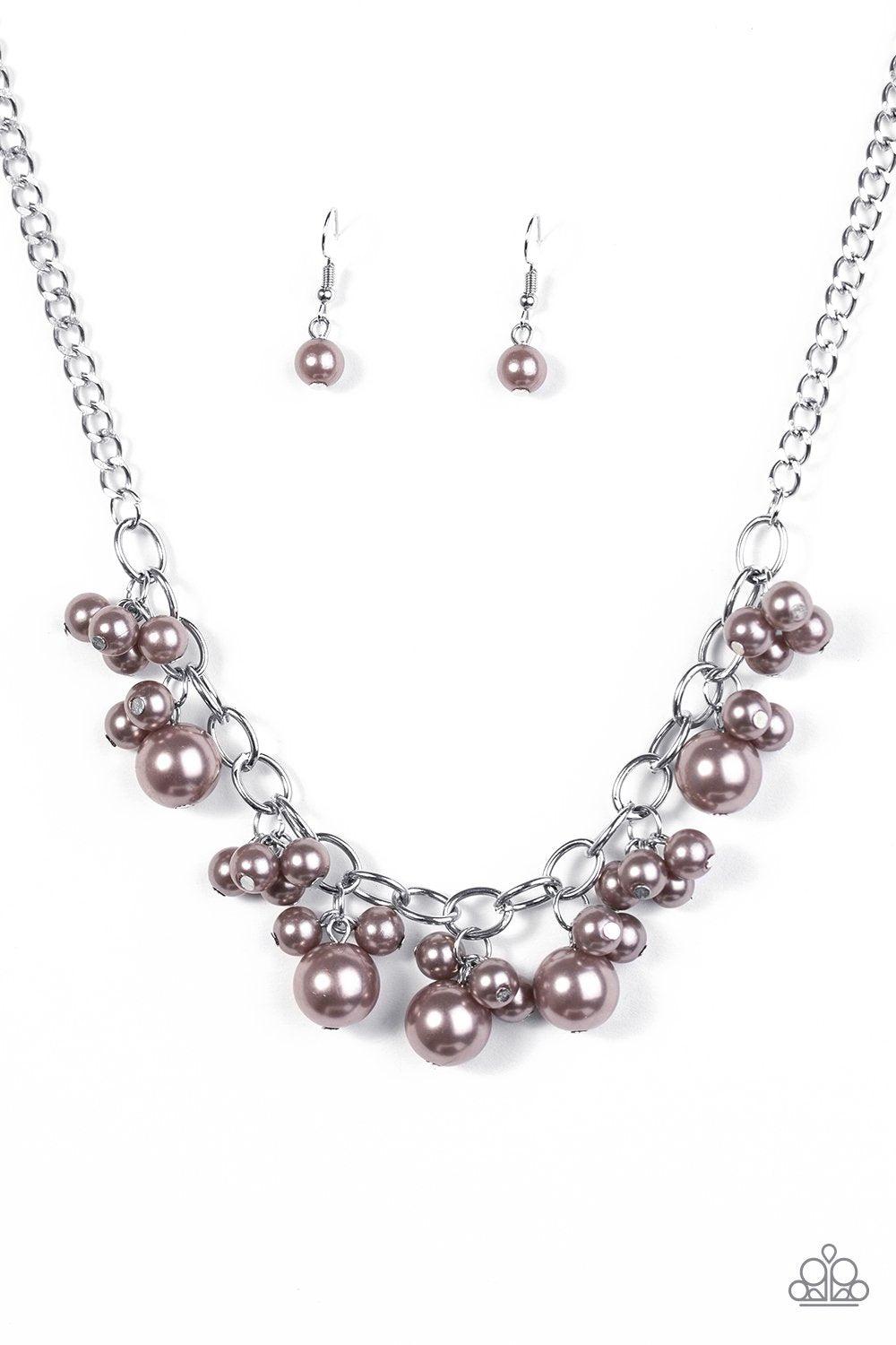 Celebrity Treatment Silver Pearl Necklace - Paparazzi Accessories-CarasShop.com - $5 Jewelry by Cara Jewels