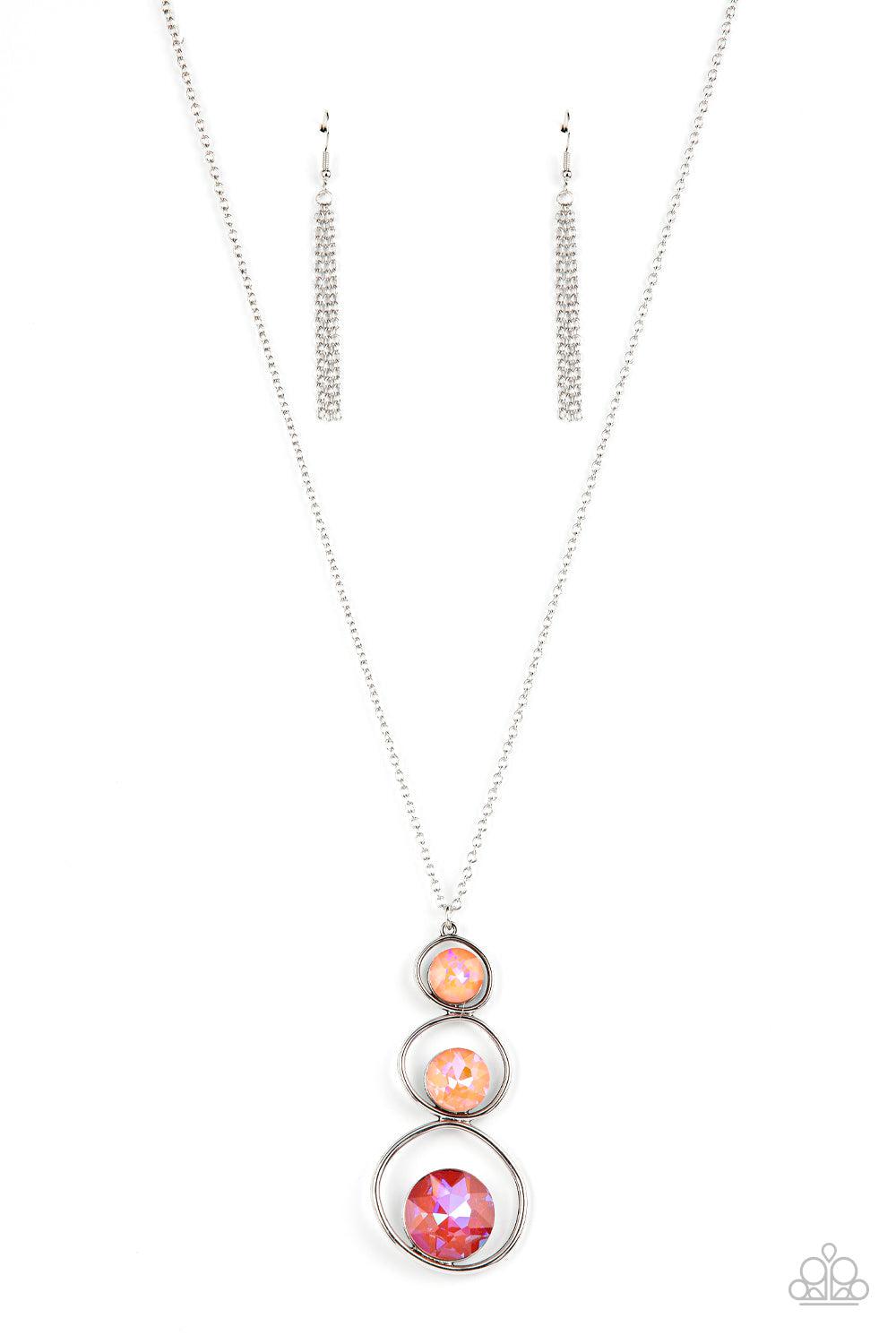 Celestial Courtier Coral Orange Gem Necklace - Paparazzi Accessories- lightbox - CarasShop.com - $5 Jewelry by Cara Jewels
