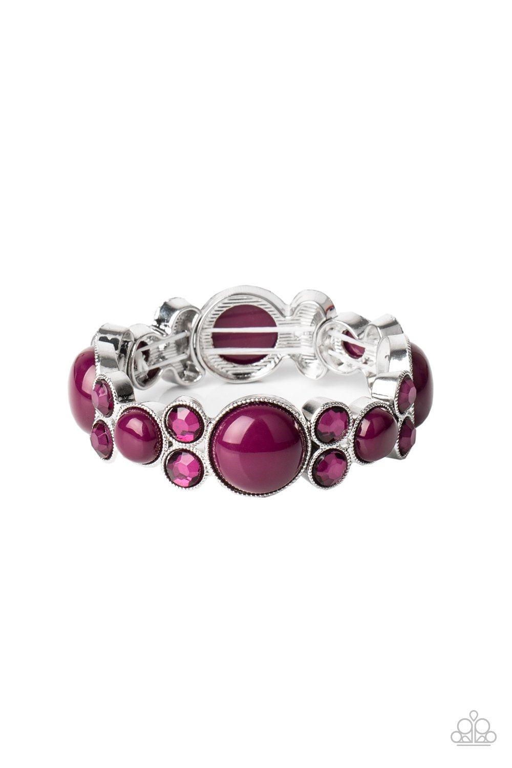 Celestial Escape Purple Rhinestone and Bead Bracelet - Paparazzi Accessories - lightbox -CarasShop.com - $5 Jewelry by Cara Jewels