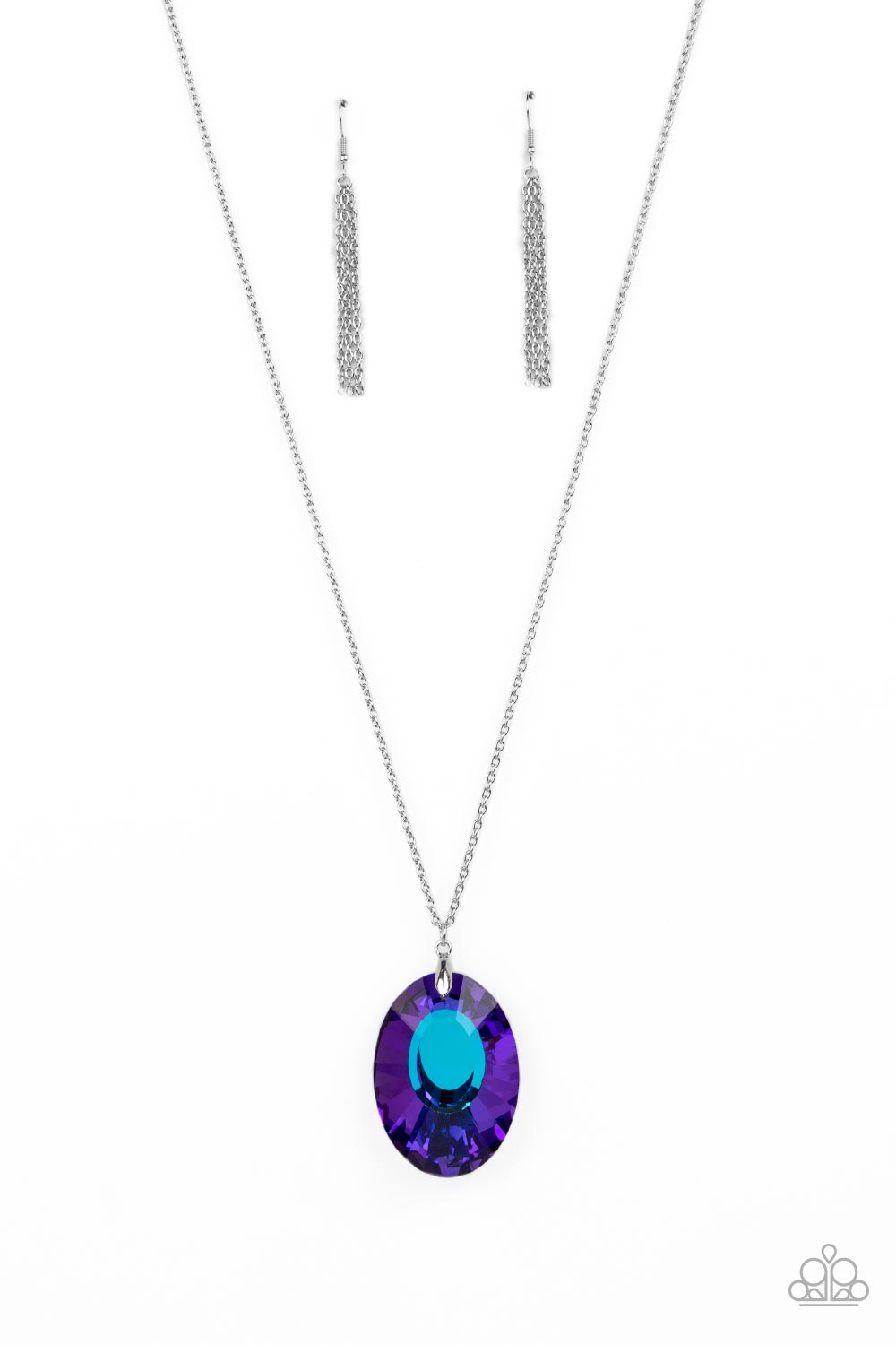 Celestial Essence Blue Iridescent Rhinestone Necklace - Paparazzi Accessories- lightbox - CarasShop.com - $5 Jewelry by Cara Jewels