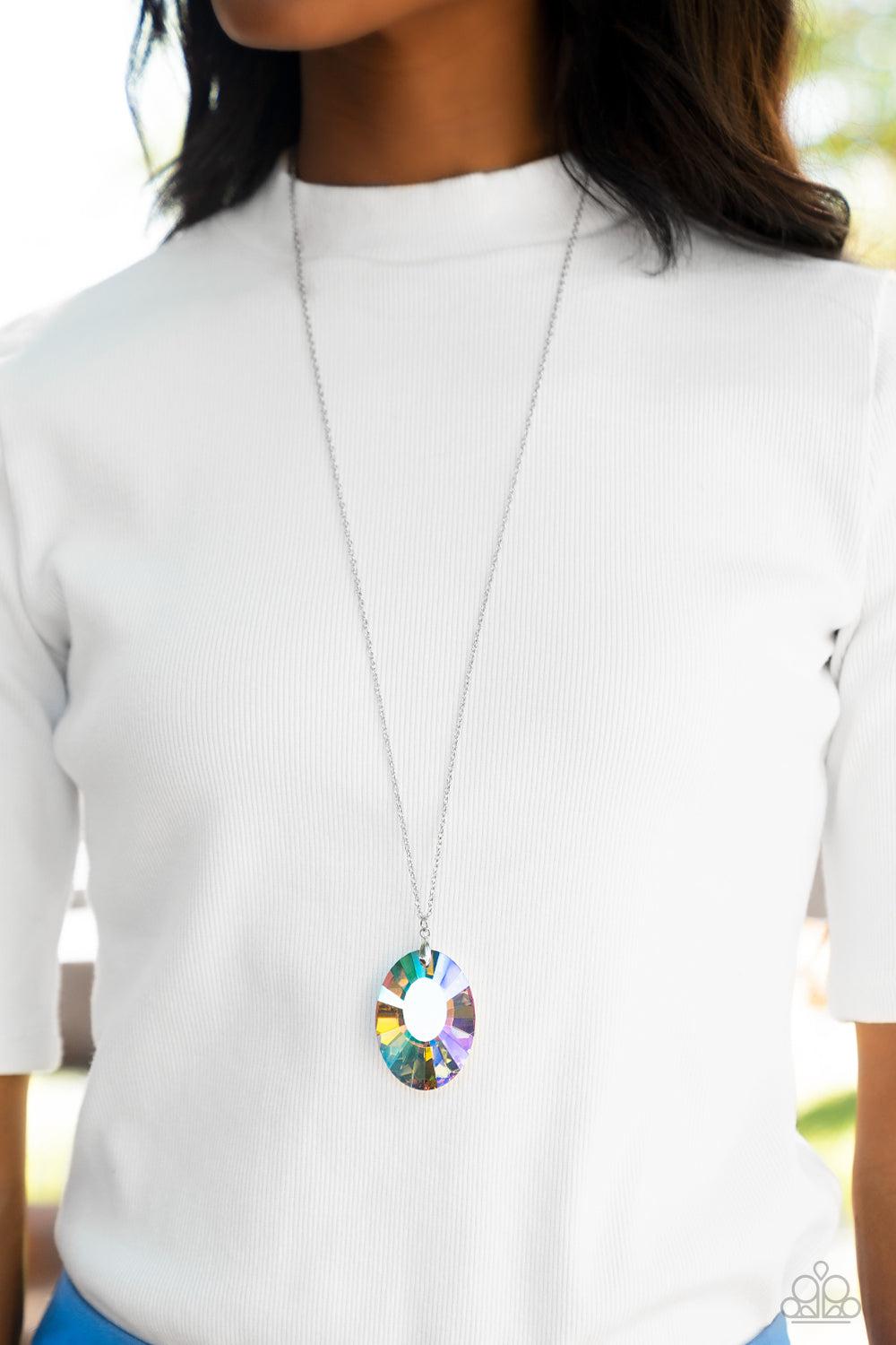 Celestial Essence Multi Iridescent Gem Necklace - Paparazzi Accessories-on model - CarasShop.com - $5 Jewelry by Cara Jewels