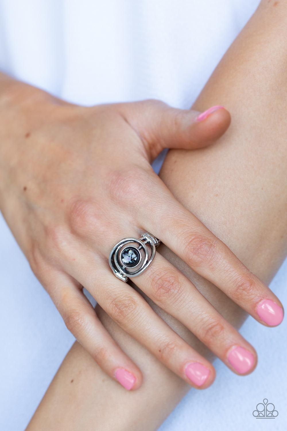 Celestial Karma Black Ring - Paparazzi Accessories-on model - CarasShop.com - $5 Jewelry by Cara Jewels