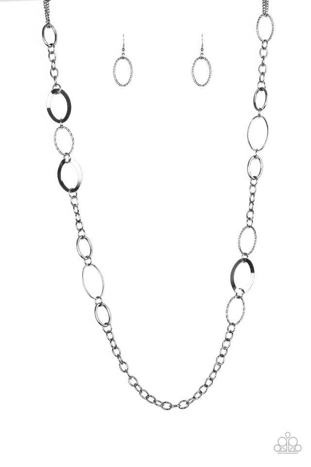 Chain Cadence Black Gunmetal Necklace - Paparazzi Accessories-CarasShop.com - $5 Jewelry by Cara Jewels
