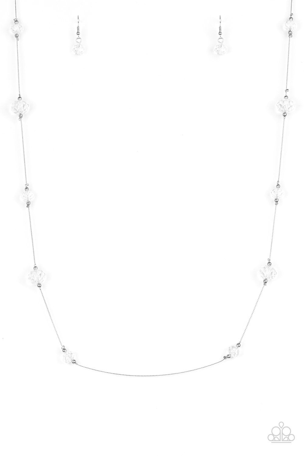Champagne On The Rocks White Necklace - Paparazzi Accessories-CarasShop.com - $5 Jewelry by Cara Jewels