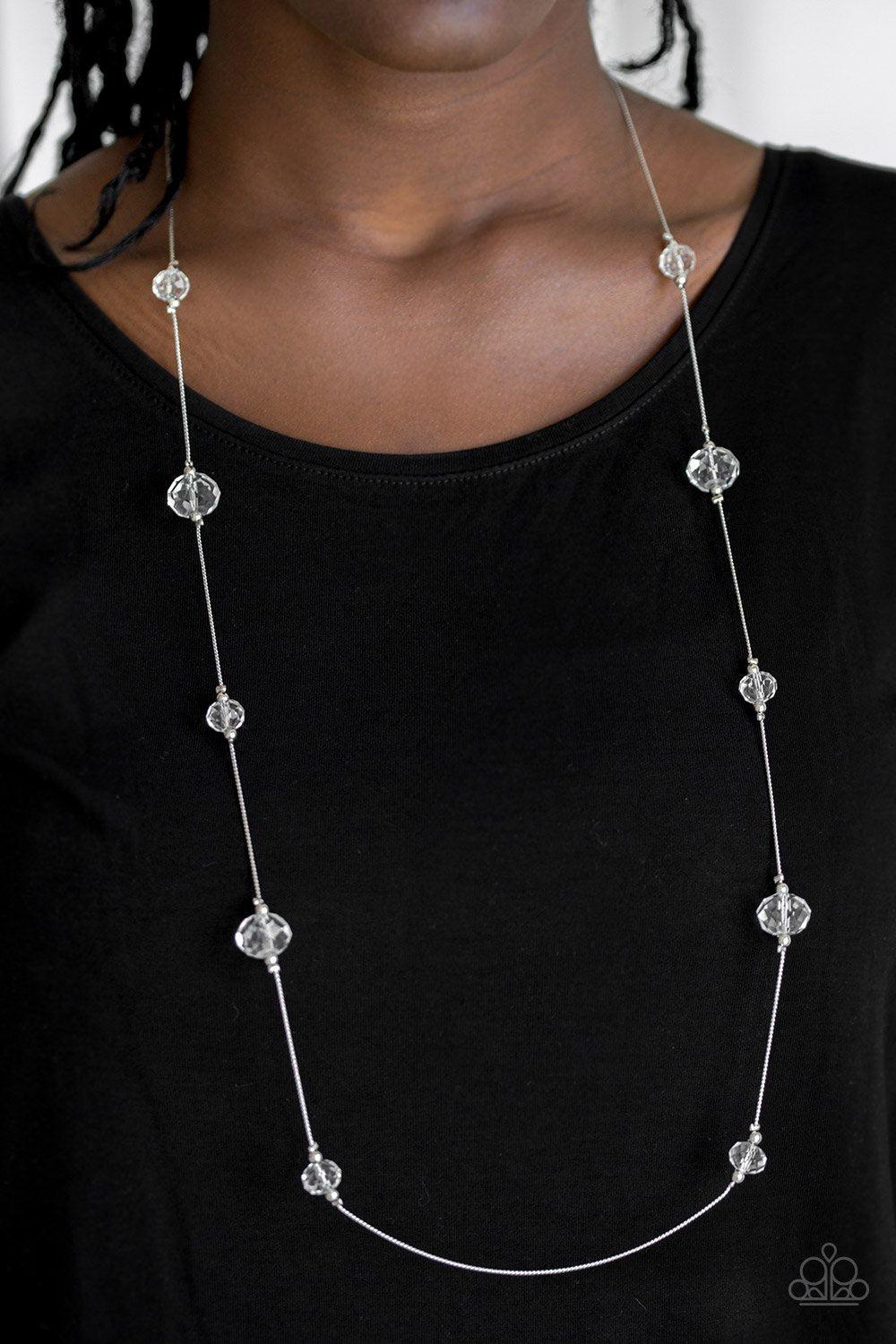 Champagne On The Rocks White Necklace - Paparazzi Accessories-CarasShop.com - $5 Jewelry by Cara Jewels