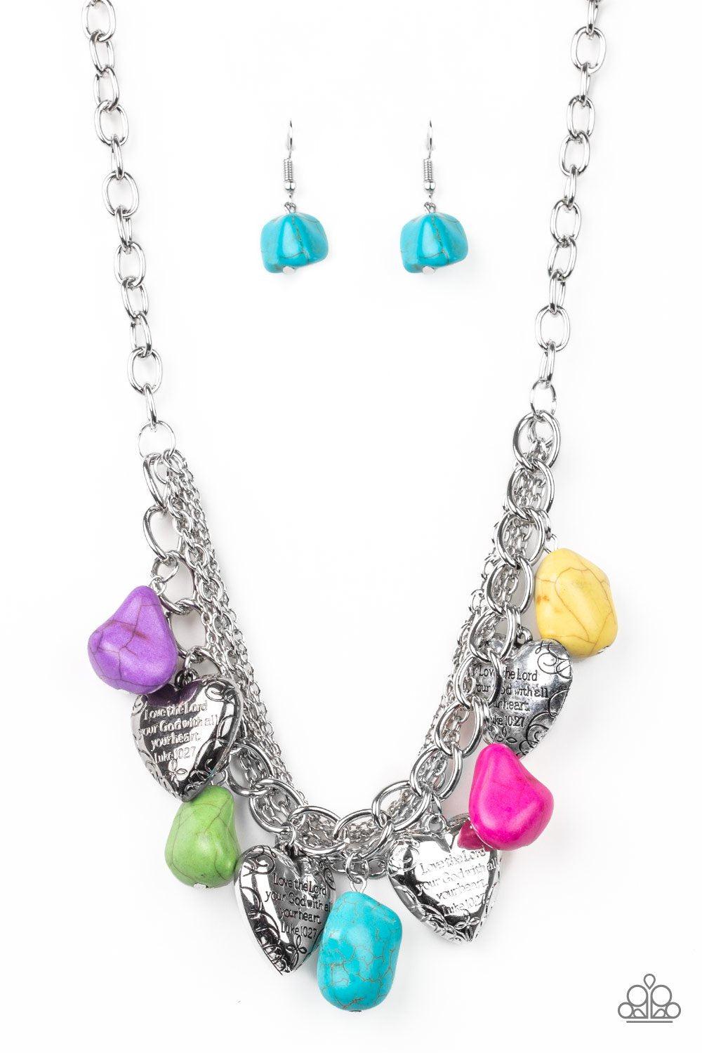Change of Heart Multicolored Stone Necklace - Paparazzi Accessories-CarasShop.com - $5 Jewelry by Cara Jewels