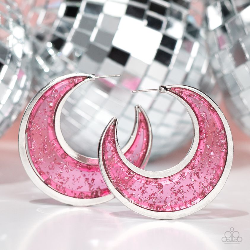 Charismatically Curvy Pink Acrylic Hoop Earrings - Paparazzi Accessories