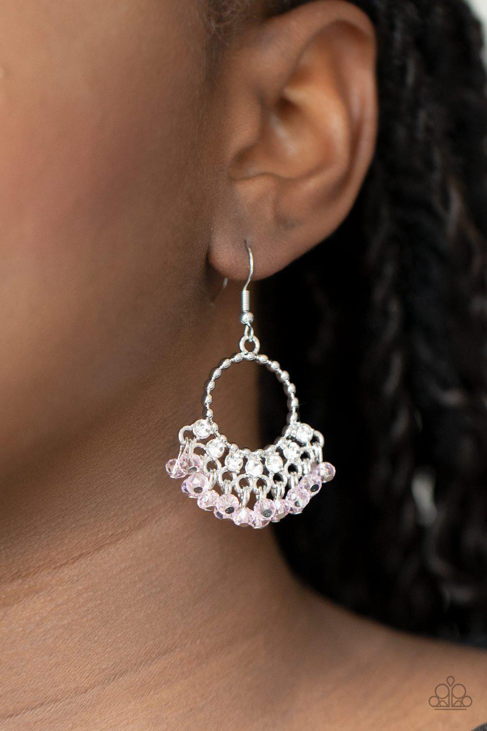 Charmingly Cabaret Pink Earrings - Paparazzi Accessories - model -CarasShop.com - $5 Jewelry by Cara Jewels