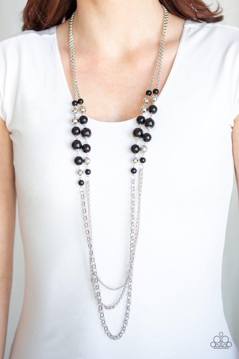 Charmingly Colorful Black and Silver Necklace - Paparazzi Accessories-CarasShop.com - $5 Jewelry by Cara Jewels