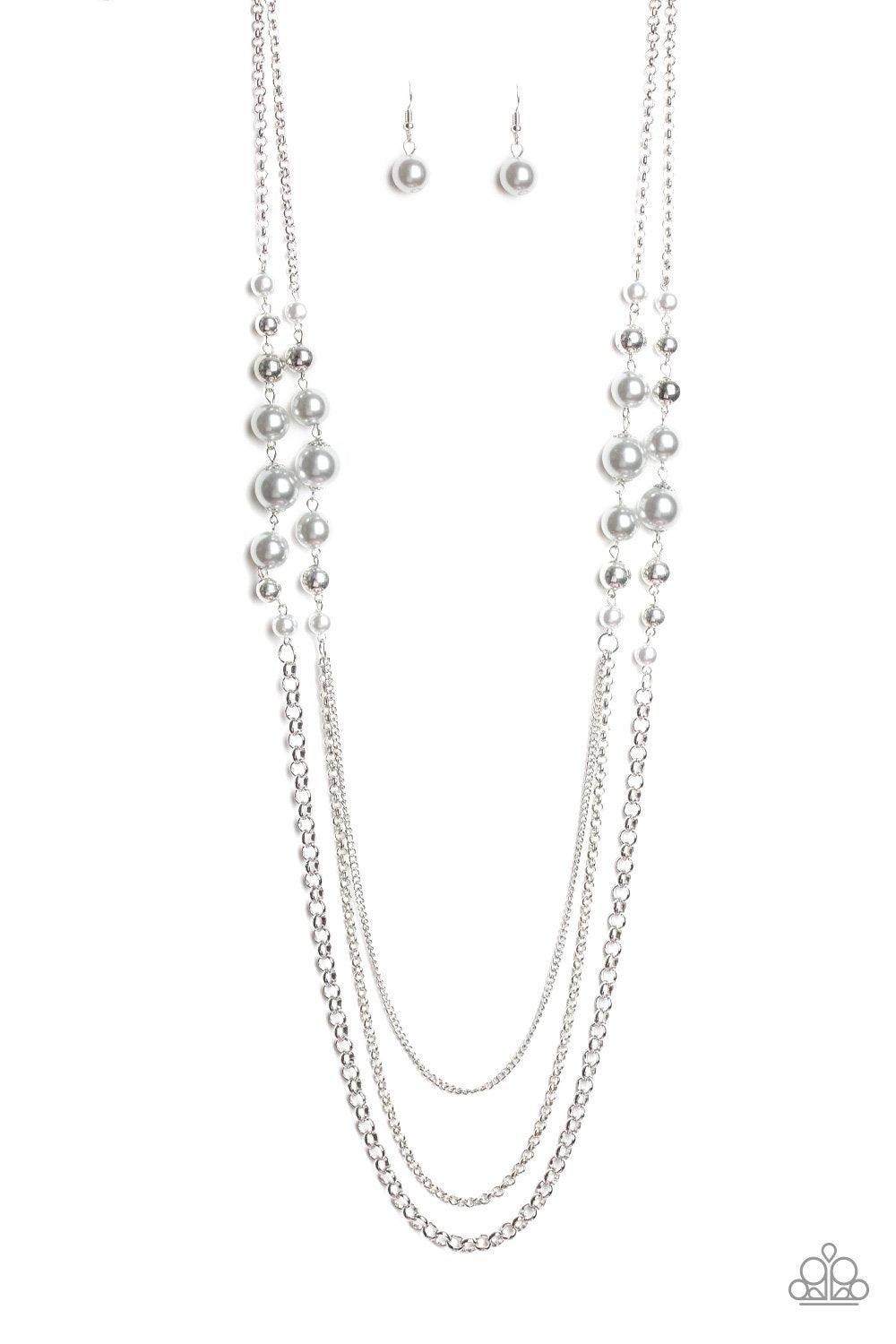 Charmingly Colorful Silver Pearl Necklace - Paparazzi Accessories - lightbox -CarasShop.com - $5 Jewelry by Cara Jewels