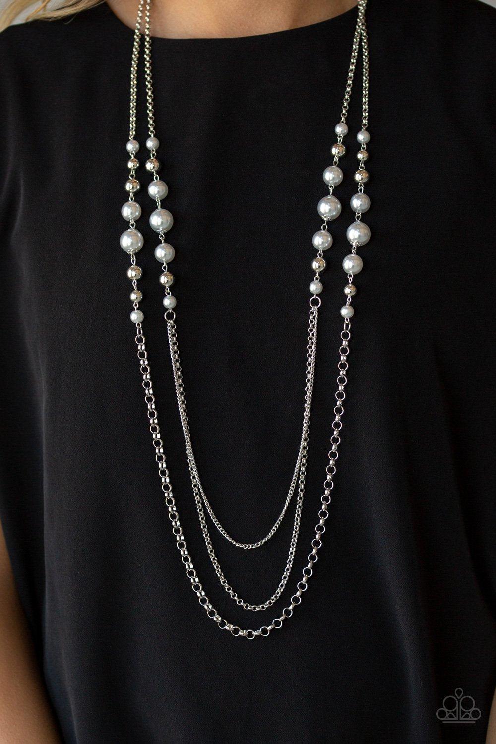 Charmingly Colorful Silver Pearl Necklace - Paparazzi Accessories - lightbox -CarasShop.com - $5 Jewelry by Cara Jewels