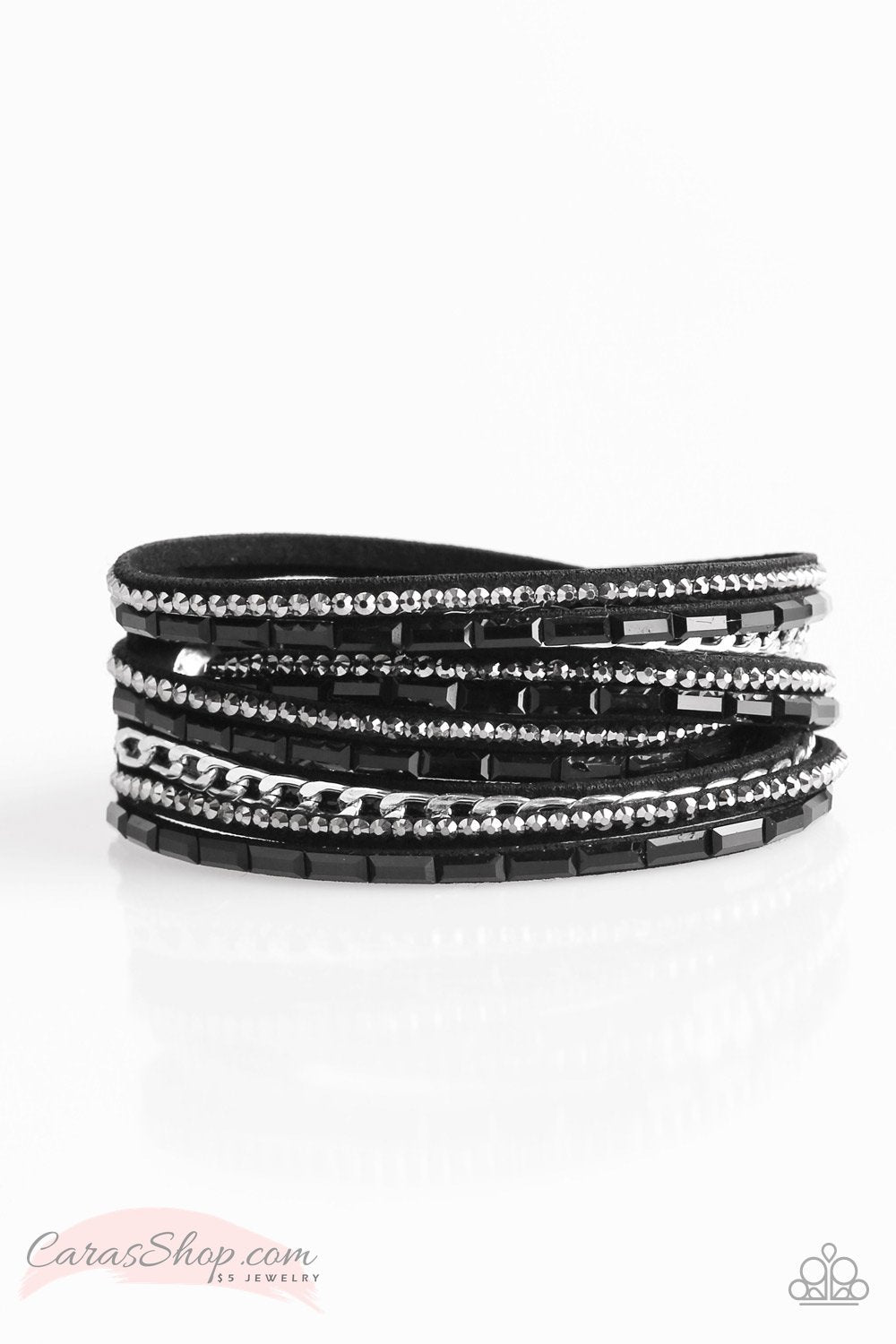 Cheaters Never Prosper Black Double-Wrap Snap Bracelet - Paparazzi Accessories-CarasShop.com - $5 Jewelry by Cara Jewels