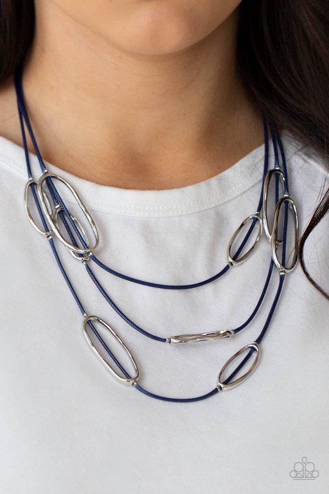 Check Your CORD-inates Blue Necklace - Paparazzi Accessories-on model - CarasShop.com - $5 Jewelry by Cara Jewels