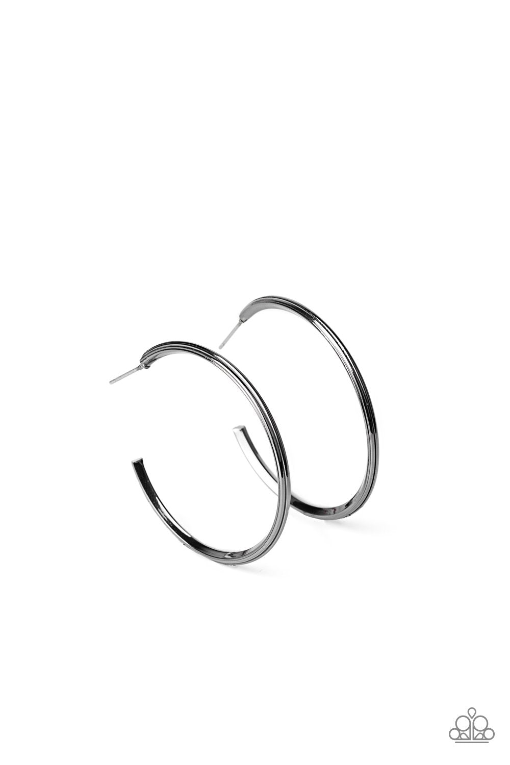 Chic As Can Be Gunmetal Black Hoop Earrings - Paparazzi Accessories- lightbox - CarasShop.com - $5 Jewelry by Cara Jewels