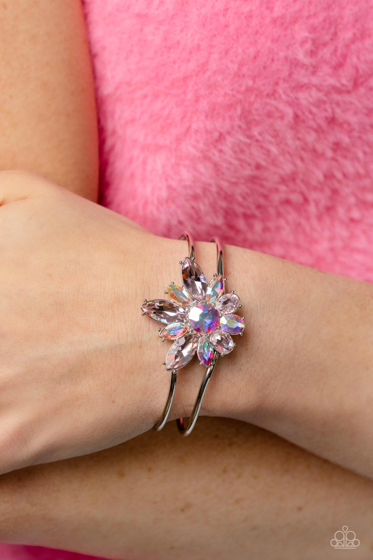 Chic Corsage Multi Iridescent Bracelet - Paparazzi Accessories-on model - CarasShop.com - $5 Jewelry by Cara Jewels