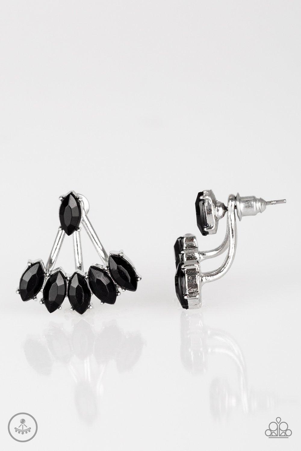 Chicly Carnivalesque Black Double-sided Post Earrings - Paparazzi Accessories-CarasShop.com - $5 Jewelry by Cara Jewels