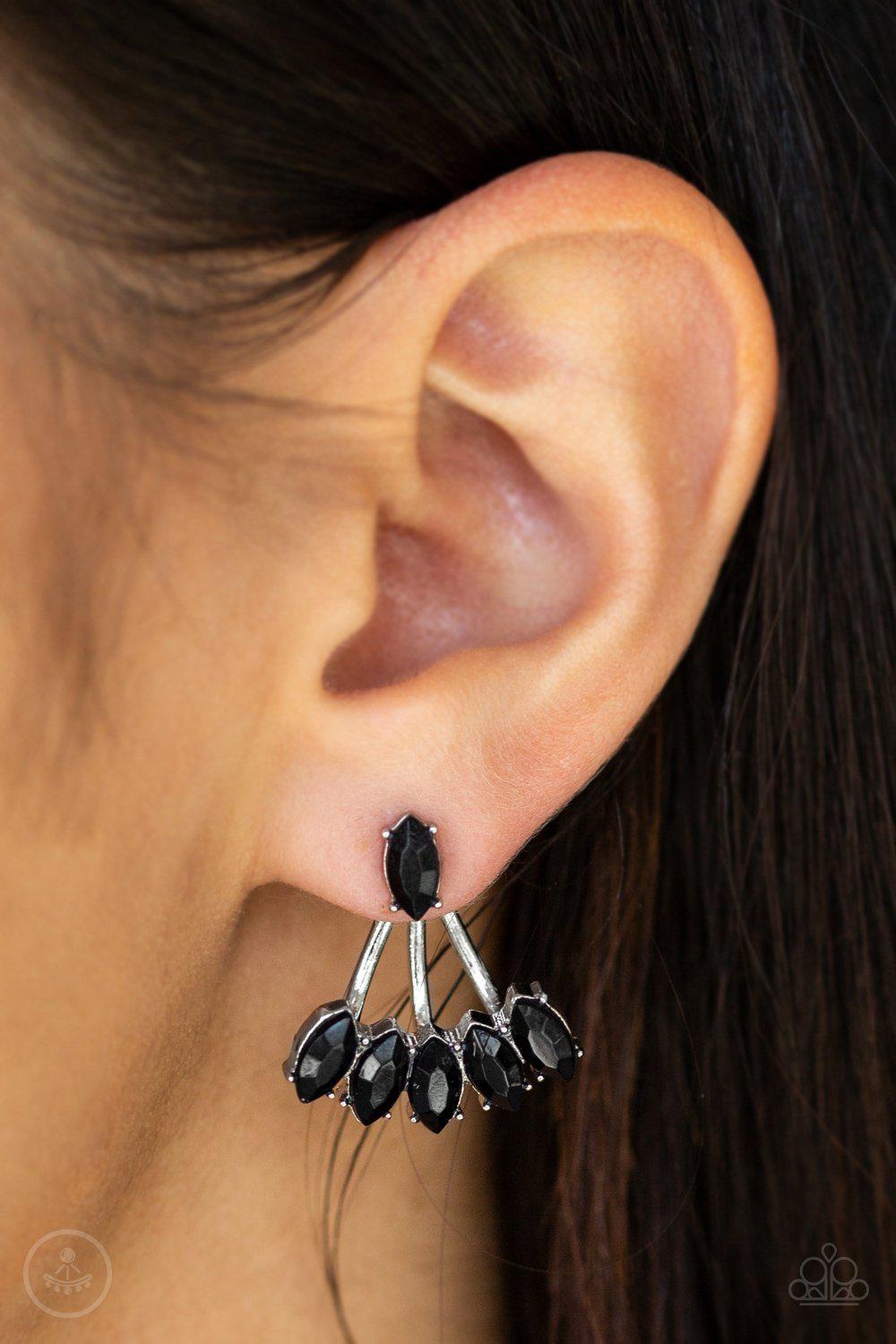 Chicly Carnivalesque Black Double-sided Post Earrings - Paparazzi Accessories-CarasShop.com - $5 Jewelry by Cara Jewels