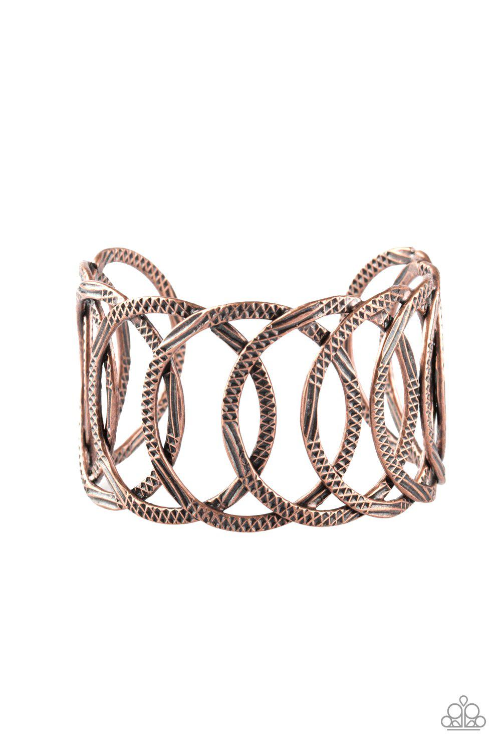 Circa de Contender Copper Cuff Bracelet - Paparazzi Accessories-CarasShop.com - $5 Jewelry by Cara Jewels