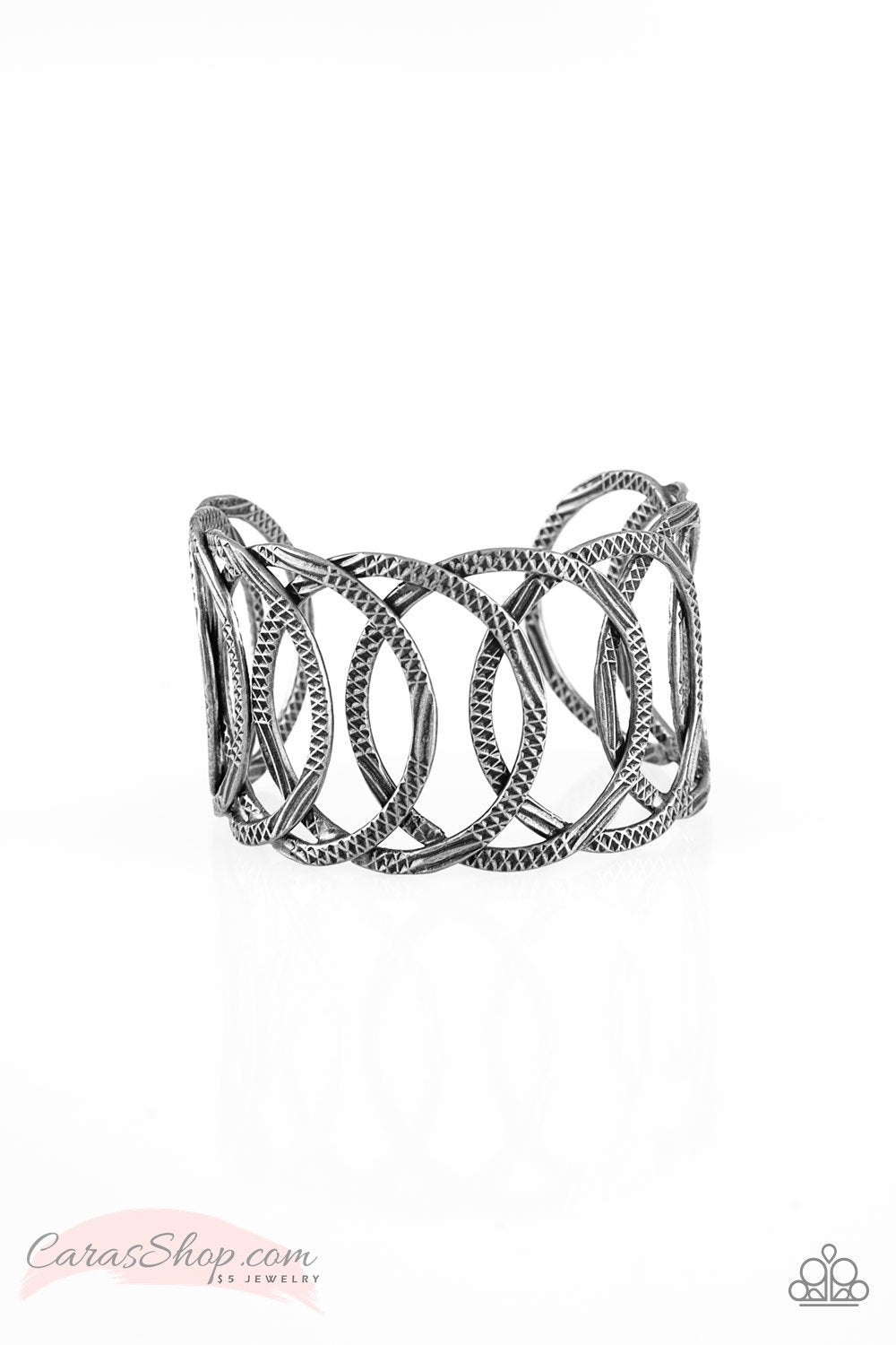 Circa de Contender Gunmetal Cuff Bracelet - Paparazzi Accessories-CarasShop.com - $5 Jewelry by Cara Jewels