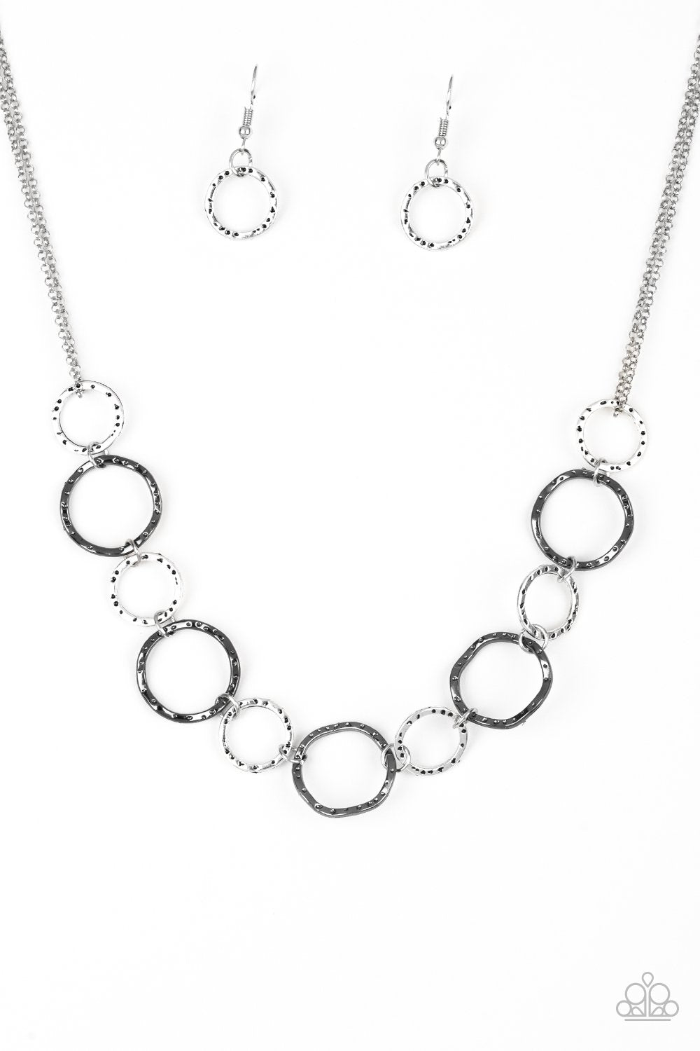 Circus Show Silver and Gunmetal Necklace - Paparazzi Accessories-CarasShop.com - $5 Jewelry by Cara Jewels