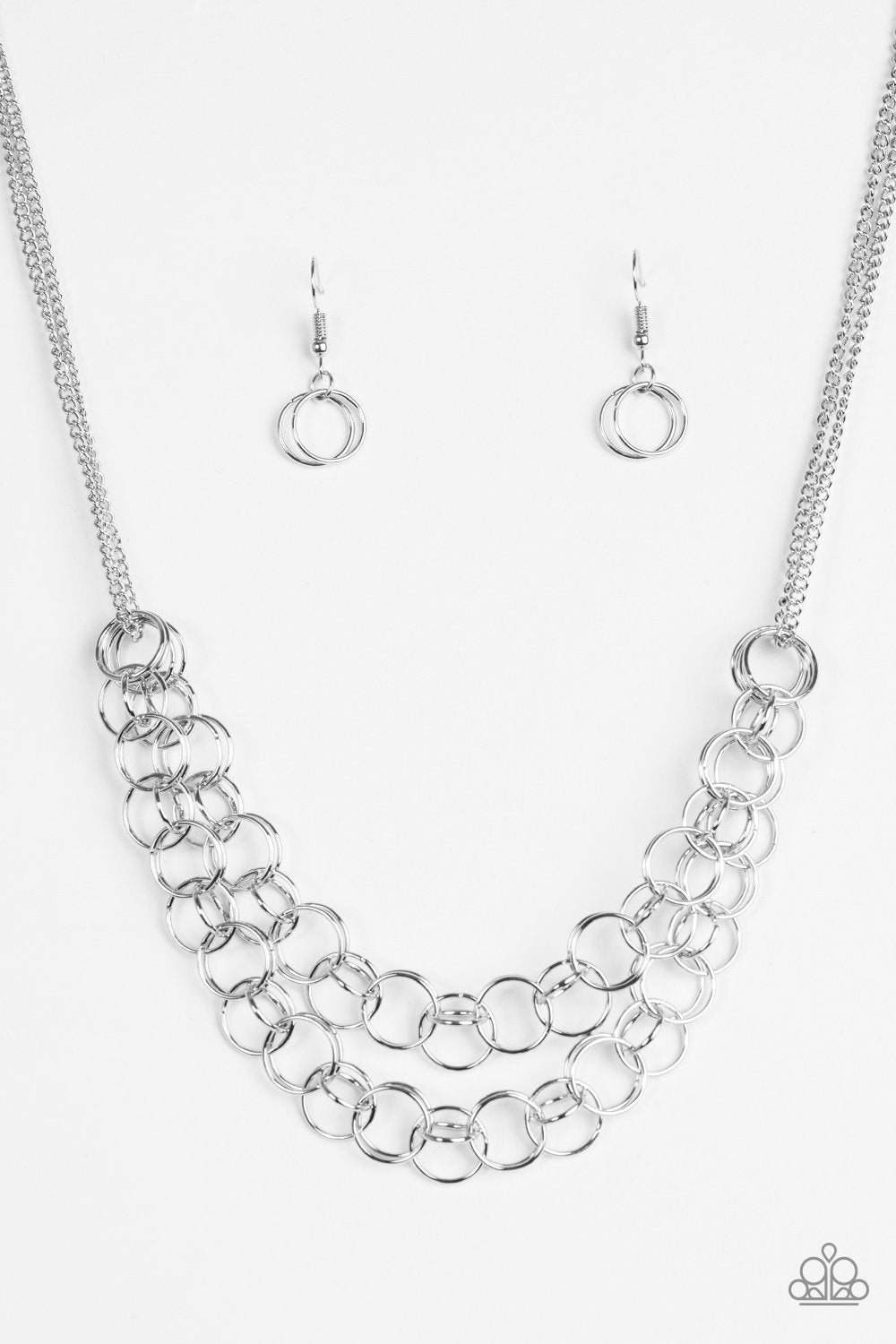 Circus Tent Tango Silver Necklace - Paparazzi Accessories-CarasShop.com - $5 Jewelry by Cara Jewels