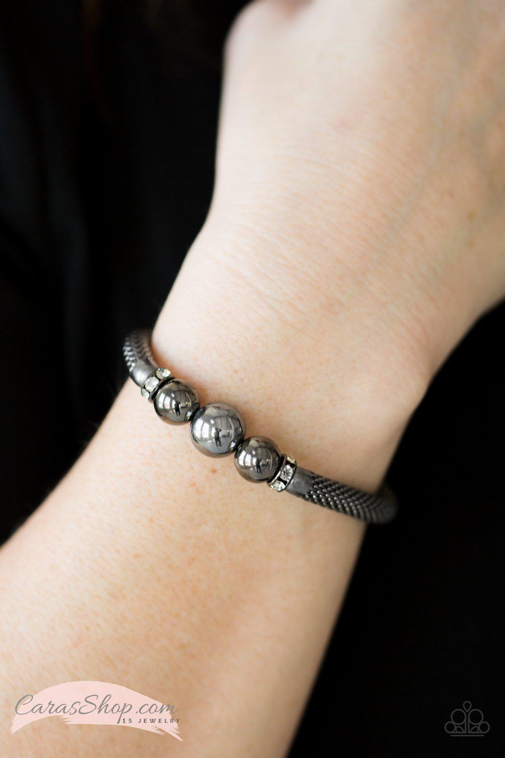 City Campus Gunmetal Stretch Bracelet - Paparazzi Accessories-CarasShop.com - $5 Jewelry by Cara Jewels