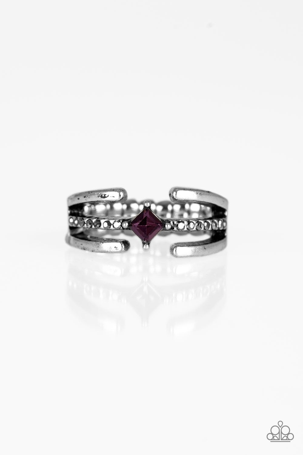 City Center Purple Rhinestone Ring - Paparazzi Accessories- lightbox - CarasShop.com - $5 Jewelry by Cara Jewels