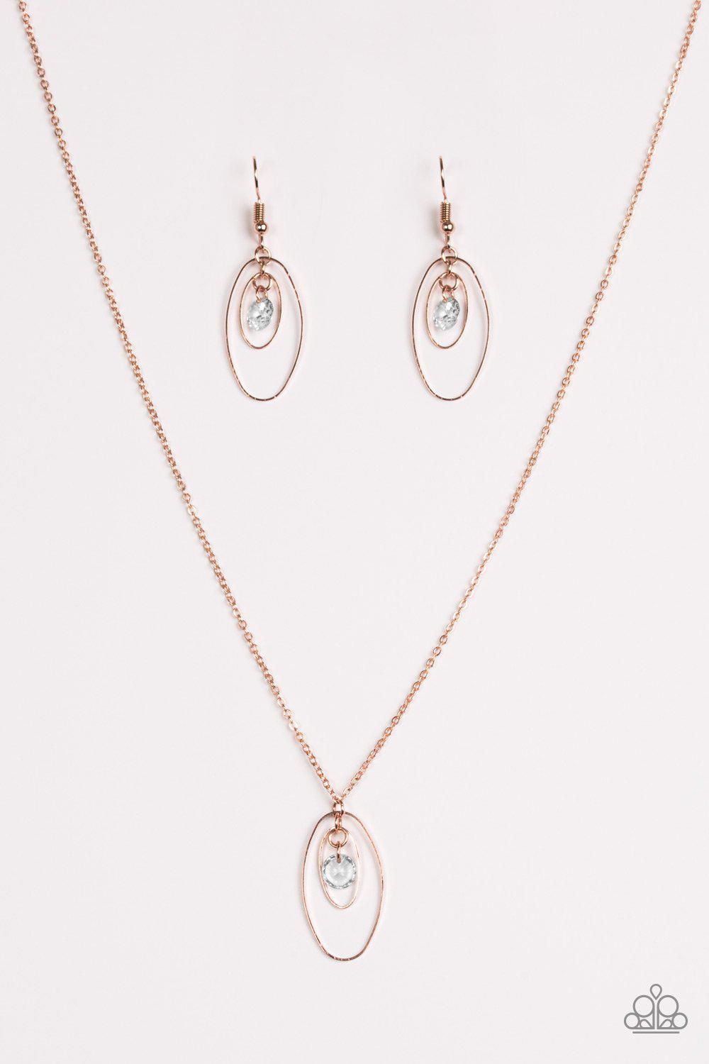 City Gem Rose Gold Necklace - Paparazzi Accessories-CarasShop.com - $5 Jewelry by Cara Jewels