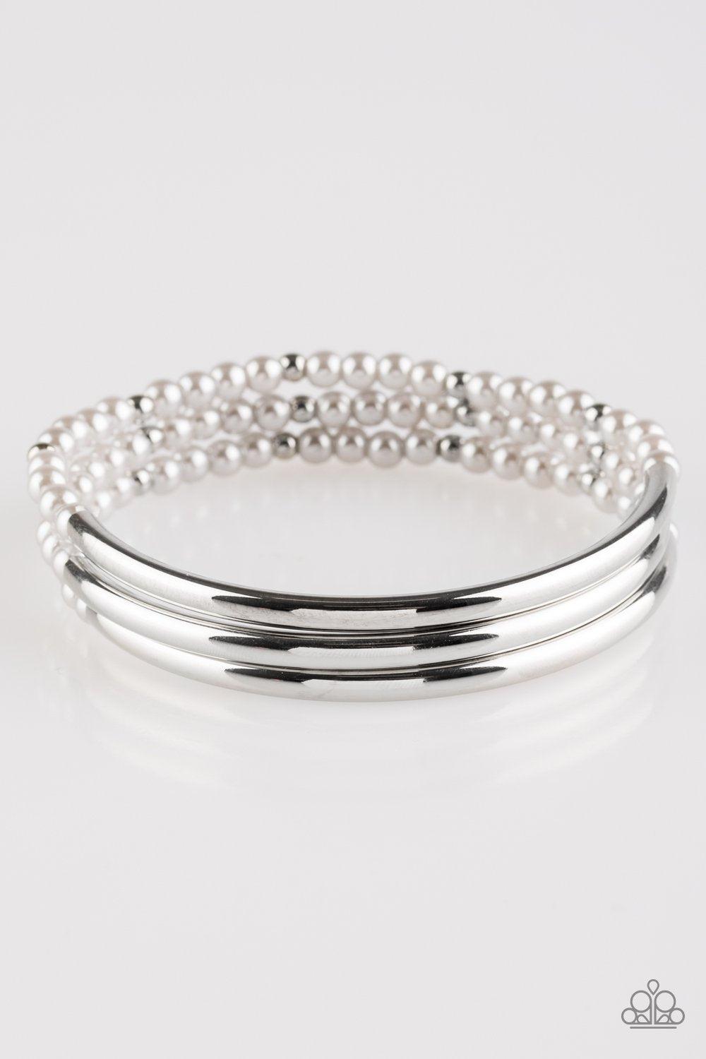 City Pretty Silver Stretch Bracelet Set - Paparazzi Accessories-CarasShop.com - $5 Jewelry by Cara Jewels